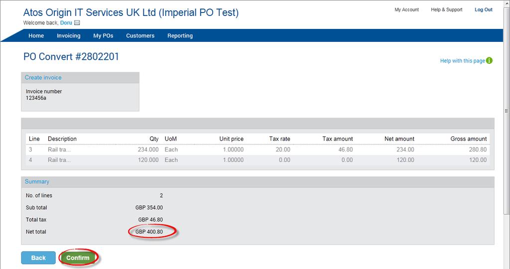 Please note that the net amount on this page must match the amount you want to invoice Imperial College and is the same value on your invoice.