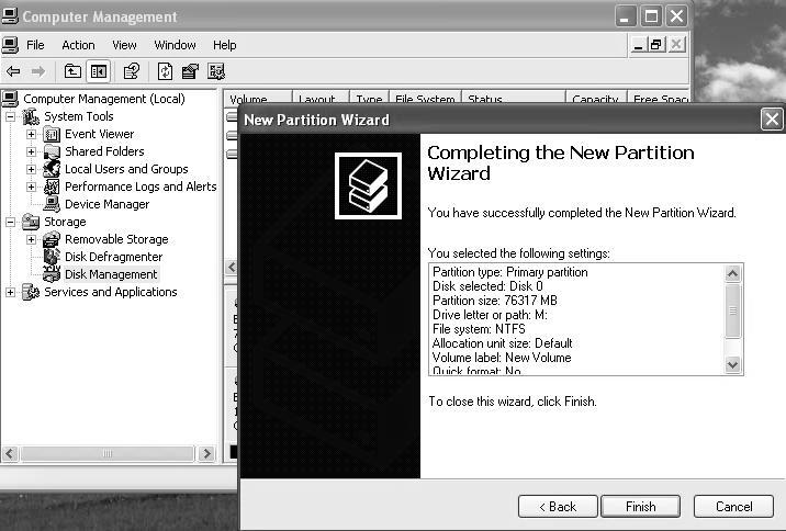 Partition Wizard Finish click