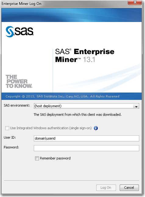 36 Chapter 5 SAS Enterprise Miner Server Installation and Configuration Run SAS Enterprise Miner Client 13.