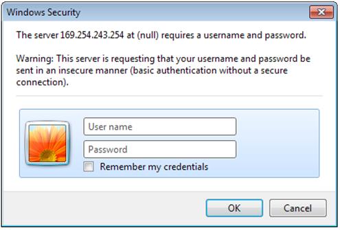 When prompted for username and password, leave the defaults in the fields,