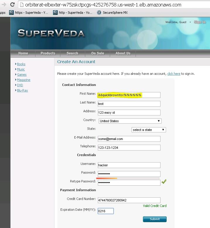 6. Click on Create an Account within the SuperVeda website.