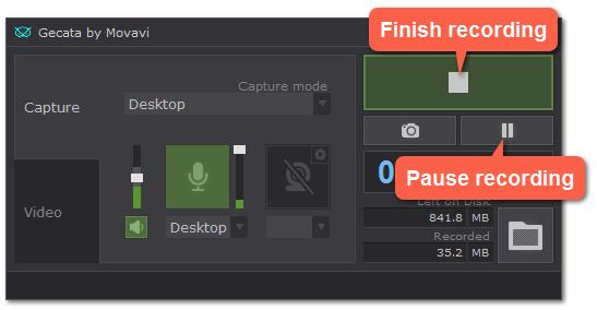 When you're ready to finish your recording, click Stop on the recording panel or use the F10