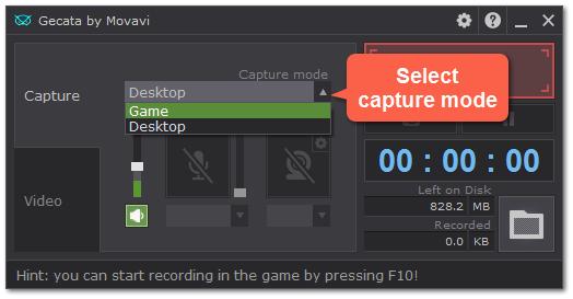 Recording with webcam How to add a simultaneous webcam overlay to your videos Step 1: Choose capture mode Gecata can capture in two different modes: Game and Desktop.