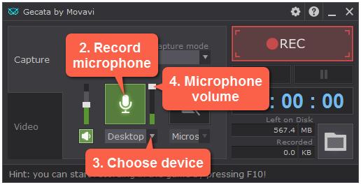 Microphone audio To record from a microphone or any other external recording device: 1. Connect the microphone to the computer.