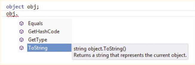 Inheriting from the Object Class Every object inherits four methods as long as reference to the System namespace