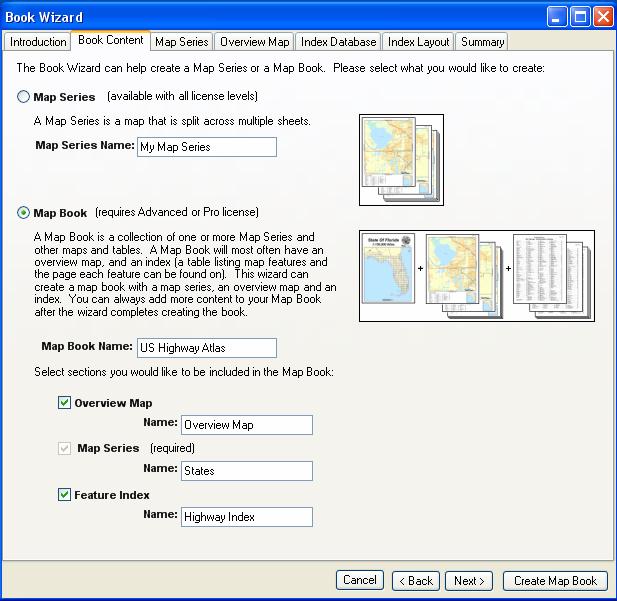 While in the previous example we selected the Map Series option, this time we are going to select the Map Book option.