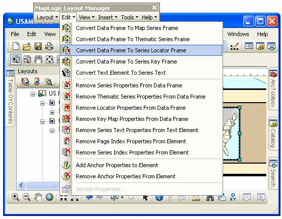 Now that we have converted the data frame into a series locator frame, we need to set the properties of the locator map.