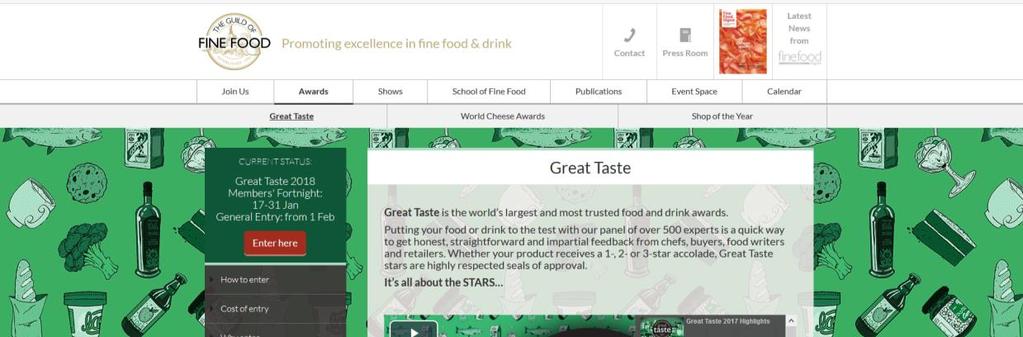 ENTERING GREAT TASTE 2018 ONLINE INSTRUCTIONS Please visit www.gff.co.uk/gta Click on Enter Here (in red box) or Enter Awards (appears top right of web page) 1.
