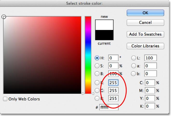 Click on the color swatch to the right of the word Color to change the color of the stroke: Click on the color swatch.