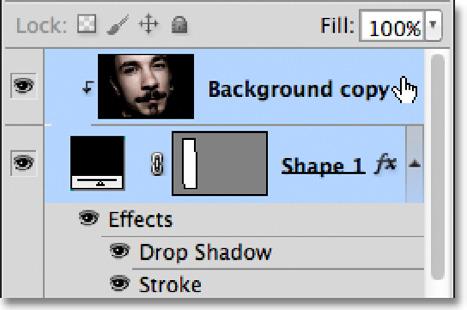 Step 13: Select Both Layers At Once With the Shape 1 layer already selected, hold down your Shift key and click on the