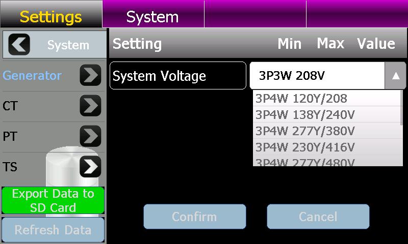 appears, select the desired voltage for the application