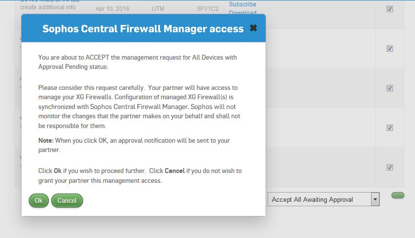 After the Firewall Management request is approved,