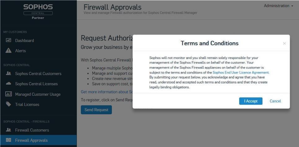 Go to Sophos Central Firewalls in the left menu and click Firewall Approvals.