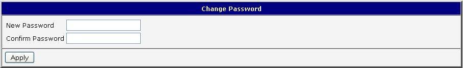 2.8 Change password To open the dialog box for changing the access password select the Change Password menu item. The new password will be saved after pressing the Apply button.