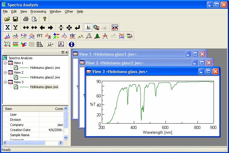 2.1.4 Components of the Program Screen In this section, an example of a spectra analysis program screen is used to explain the displays that are used to operate the program.