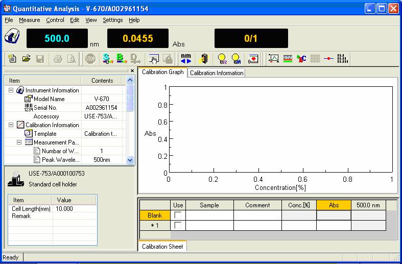 (3) Select the target template file and click the <Open> button. The calibration template opens and the Quantitative Analysis window (see Fig. 5.21) is again displayed. Figure 5.