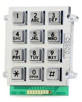 157 diameter mounting holes, Large Number, Bright Chrome Buttons 701-200 Keypad 2500 style mounting ears, Alphanumeric and Braille Satin Chrome Buttons. 705-200 Keypad 4 ea. 0.