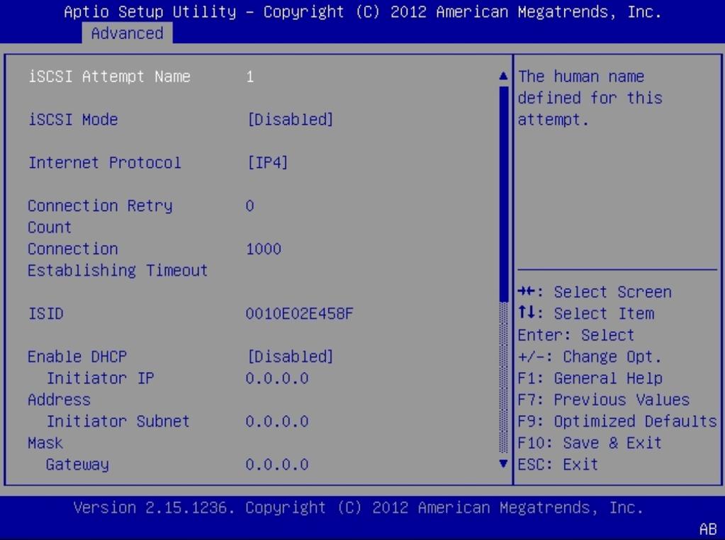 Modify iscsi Virtual Drive Properties in UEFI Boot Mode (BIOS) The Port Configuration screen appears. 7. In the Port Configuration screen, perform the following steps: a.