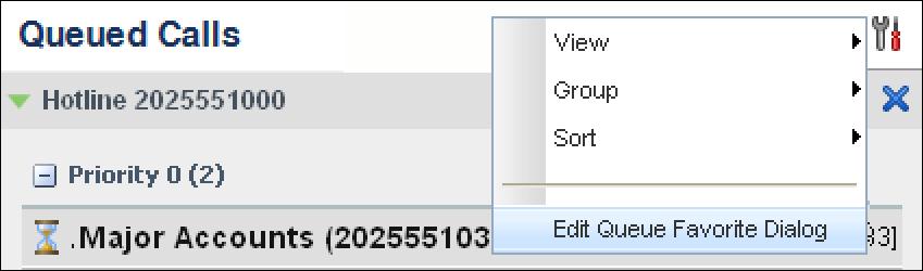 Figure 86 Queued Calls Options Edit Queue Favorite Dialog. The Edit Queue Favorites dialog box appears. Figure 87 Edit Queue Favorites Dialog Box 2.