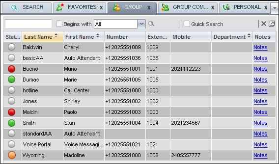 CONTACTS PANE The Contacts pane contains your contact directories and allows you to use your contacts to make or manage calls.