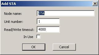 Select Edit > Add STA in the menu bar to open the Add STA dialog.
