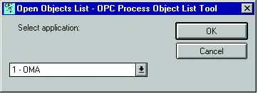 Figure 4.37: Open Objects List dialog The drop-down list displays the currently selected application. Another application can be selected from the list. 4.1.7.8 Saving the Process Objects list The Process Objects list can be saved to the output file by selecting File > Save or by using the toolbar button.