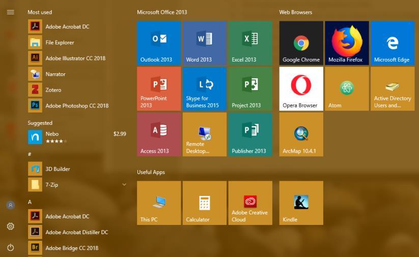 pin it to the start menu Drag pinned applications to reposition them Right-click pinned applications to change