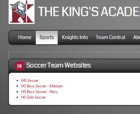 Below is an example of the soccer links page.