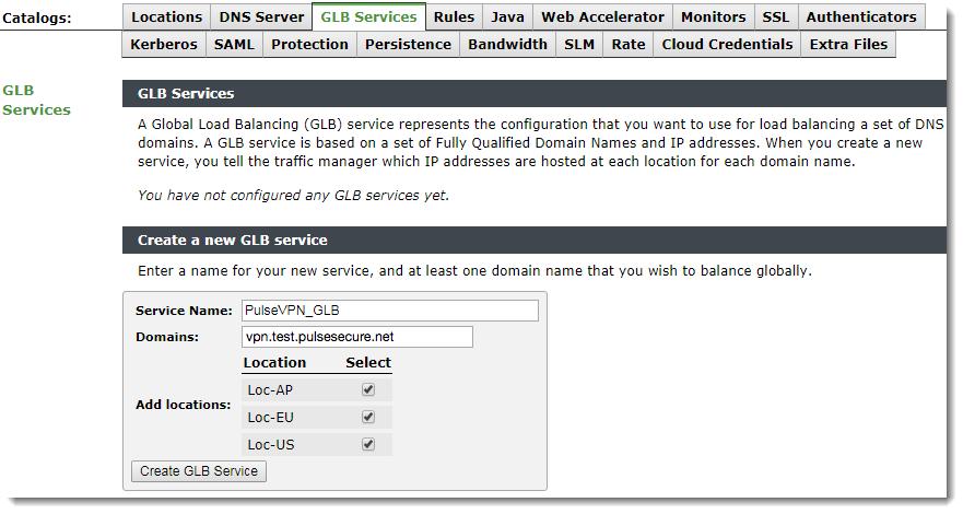 FIGURE 12 Creating a GLB Service 3. Click Create GLB Service to create this GLB Service and access the edit page.