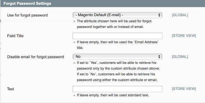 If you set it to No customers will be able to login using either email or the custom attribute value (in combination with password); Modify ﬁeld title on the login page when set to Yes, label of