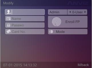 3) [ID + PIN Identify]: This mode means need input password after input ID 4) [ID + FP identify (1:1)]: This mode means need press user registered finger after input ID 5) [ID + FP + PIN Identify]: