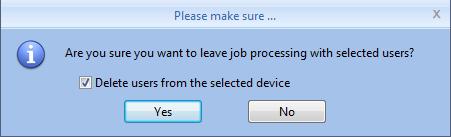 Select Delete users from the selected device the user information will be deleted from the device. Also put this user to the separating employee.