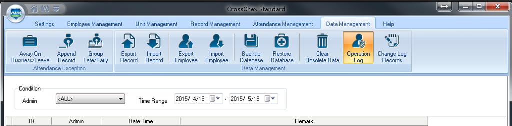 5.4.10 Clear Obsolete Date Click [Clear Obsolete Date] in [Data Management] menu, the following window pops up: Select the deadline of relative Obsolete Date, click Clear to complete the operation. 5.
