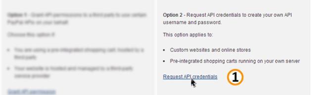 on the link, the user will have to request API credentials by clicking a link of the same name unless they had