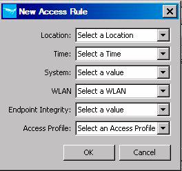 Figure 3-28. New Access Rule 5. Select an option from the pull down menu for each field.