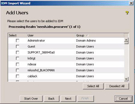 Using Identity Driven Manager Using the User Import Wizard Figure 3-45. IDM User Import Wizard, Add Users 10.
