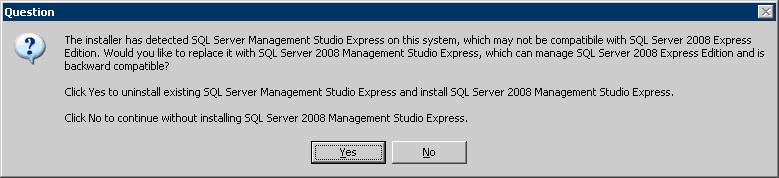 4-8 Upgrade Step 3 If SQL Server Management Studio Express is already installed, Figure 4-9 displays.