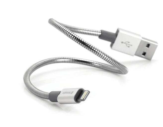 tough and fully flexible stainless steel cable MFI certified using Apple s licensing technology Interchangeable connector heads Compatible with all Lightning and Micro B interface smart phones and