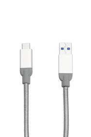 and fully flexible stainless steel cable Compatible with smartphones and tablets with micro USB interfaces PVC cable reliefs to protect the connection points Premium aluminium connector cover Sync &