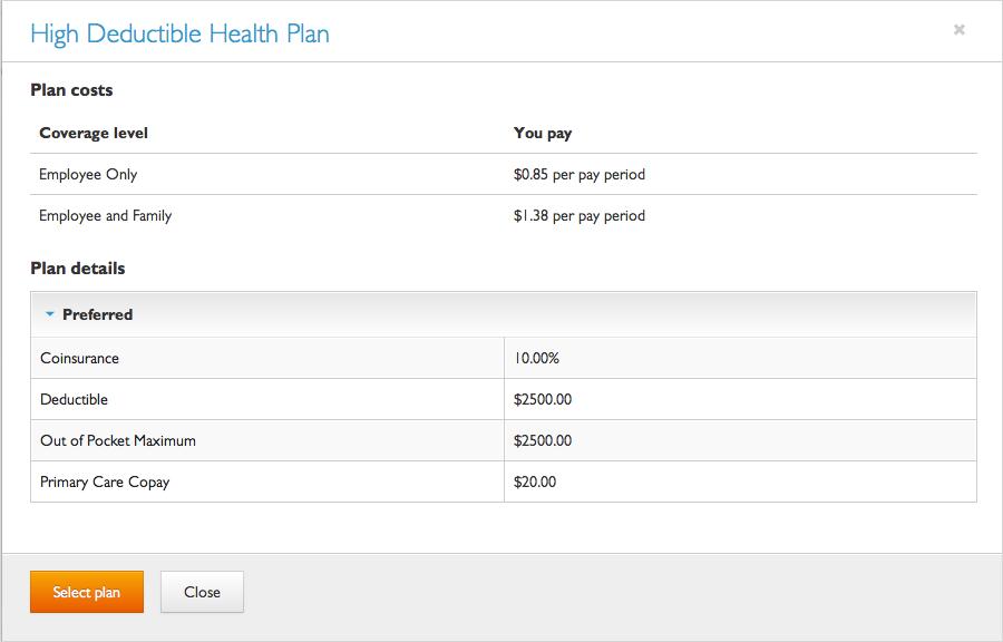 Select the X at the top of the screen to close the Plan Details screen