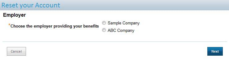 3. (If applicable) Select the company for which you want to retrieve your account information and select Next.