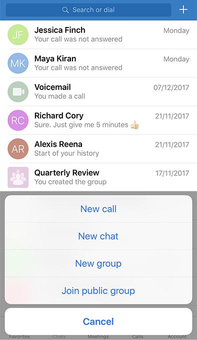 Creating a group Creating a group You can create a group with one or more contacts in your organization. You can call, send messages to, and start meetings with a group.