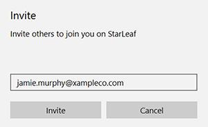 Enter the email address of the person you wish to invite to StarLeaf and select Invite.