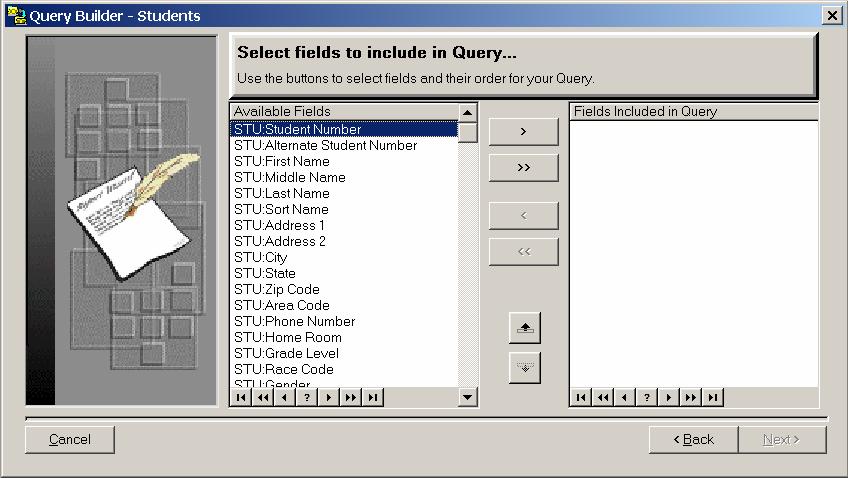 Select Fields Yu will then see a listing f all related fields that may be used in this query. Scrll thrugh the list and click n each field t include.