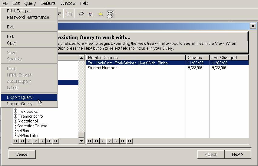 Exprting and Imprting Query Definitins Once a query has been created and saved, the setup f the query may be exprted t be imprted t anther installatin f the STIQuery prgram.