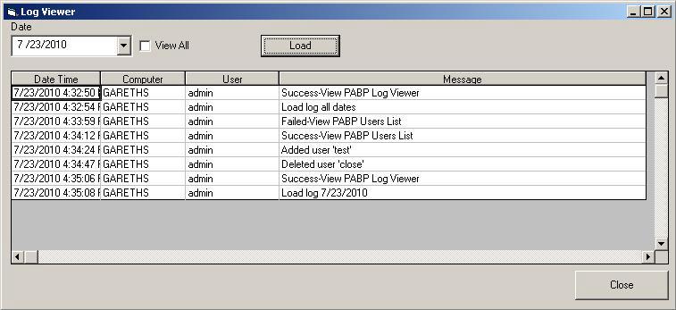 Below is a sample of the Access Log window: The above image shows the following: Successful access by user admin to the Change Log from PC named GARETHS Loading of Change Log data by user admin from