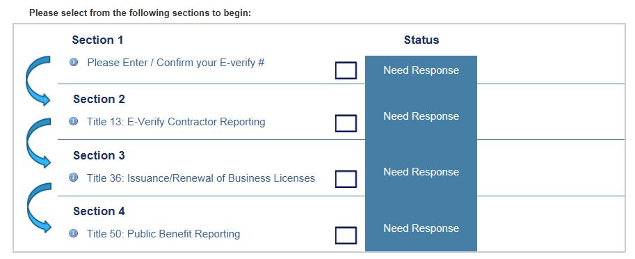 On the home page you will have the ability to select and/or to verify the Organization and Year you will be submitting data for.
