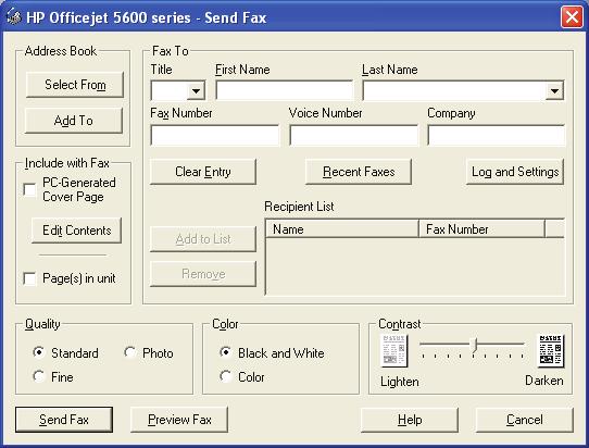 3. The Send Fax screen is popped up, please configure the