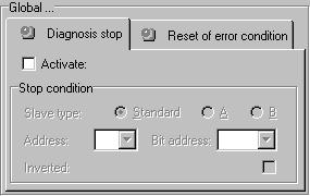 bus. Figure 3-5 Information about monitor and bus window, Diagnosis / Service tab Global adjustments, Diagnosis stop sub-tab Figure 3-6 Diagnosis stop sub-tab of the Diagnosis / Service tab The