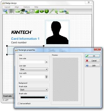Users Batch Operations on Cards 1 - From the Badge design window, select the rectangle tool (next to the Border tool), then click in the work area.